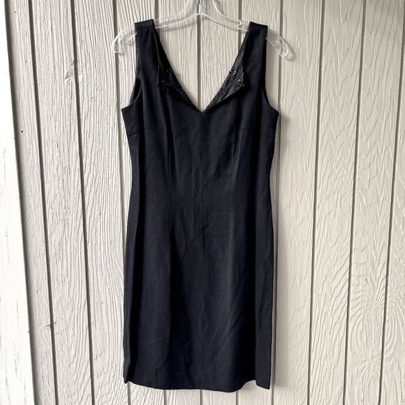 Vintage Dani Max Black Beaded V-Neck Sheath Dress Size 6 Made in USA - Picture 7 of 12